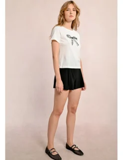 Camiseta de manga corta estampado lazo