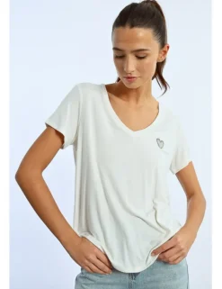 Camiseta de manga corta estampado corazón