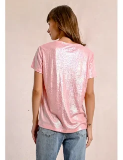 Camiseta de manga corta en tejido brillante