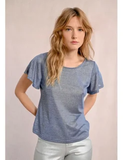 Camiseta de manga corta en tejido brillante