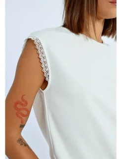 Camiseta de manga corta tejido brillante
