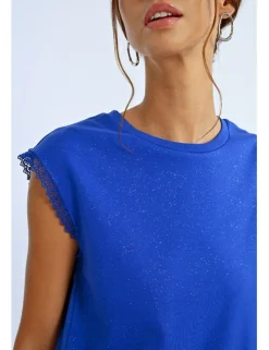 Camiseta de manga corta tejido brillante