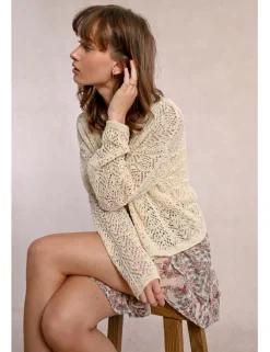 Cárdigan de manga larga en tejido crochet