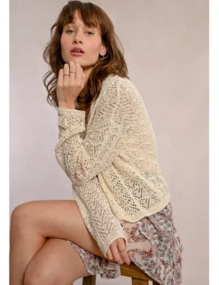 Cárdigan de manga larga en tejido crochet