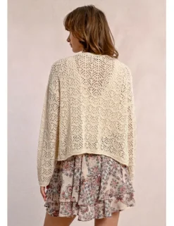 Cárdigan de manga larga en tejido crochet