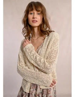 Cárdigan de manga larga en tejido crochet
