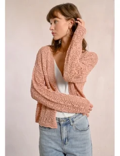 Cárdigan de manga larga en tejido crochet