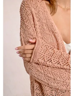Cárdigan de manga larga en tejido crochet