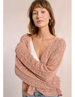 Cárdigan de manga larga en tejido crochet