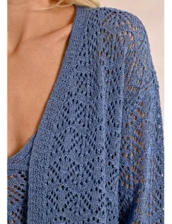Cárdigan de manga larga en tejido crochet