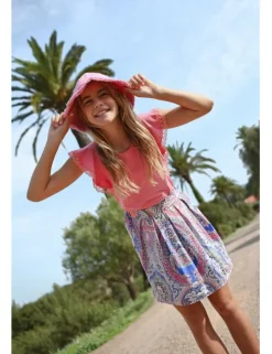 Falda con estampado y pliegues