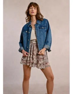 Falda corta con estampado y volantes