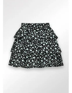 Falda corta con estampado y volantes