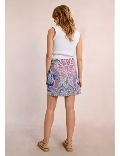 Falda corta con estampado y lazada