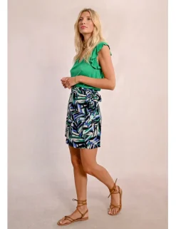 Falda corta con estampado y lazada