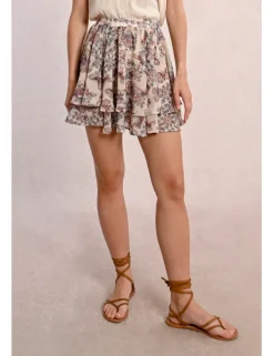 Falda corta con estampado y volantes