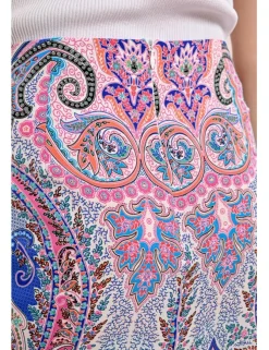 Falda corta con estampado y lazada