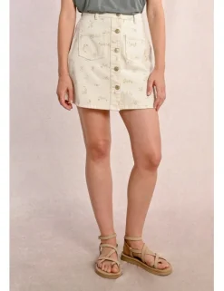 Falda corta vaquera detalle flores