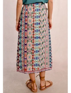 Falda larga con estampado y lazada