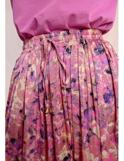 Falda larga plisada con estampado