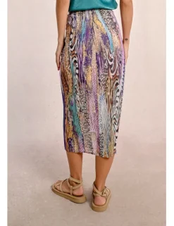 Falda midi con estampado y lazada