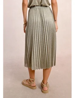 Falda midi plisada en tejido brillante
