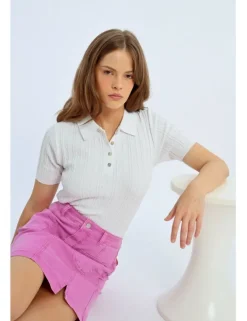 Jersey de manga corta cuello solapa