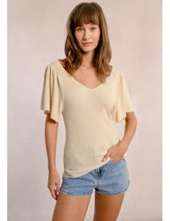Jersey de manga corta detalle pliegues y lazada