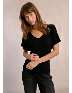 Jersey de manga corta detalle pliegues y lazada