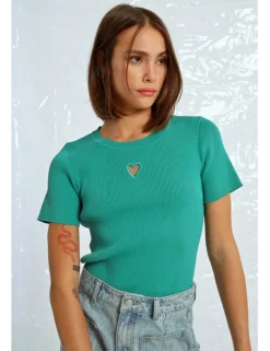 Jersey de manga corta detalle corazón