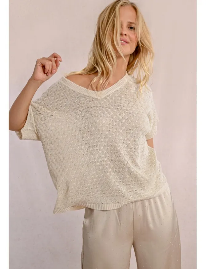 Jersey de manga corta en punto mezclado