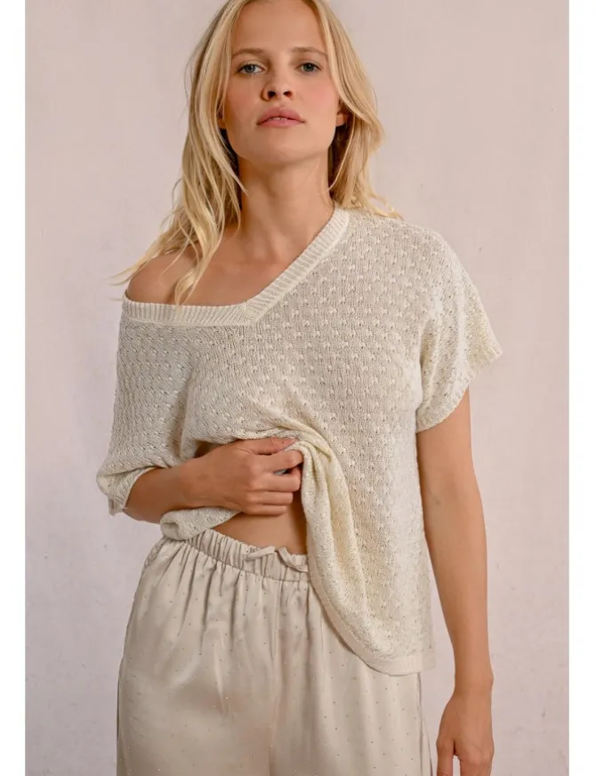 Jersey de manga corta en punto mezclado
