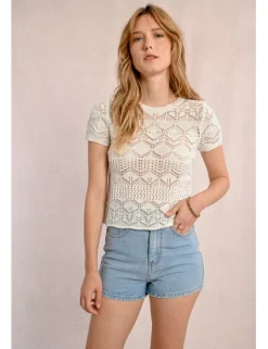Jersey de manga corta en punto bordado