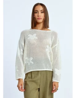 Jersey de manga larga con flores bordadas