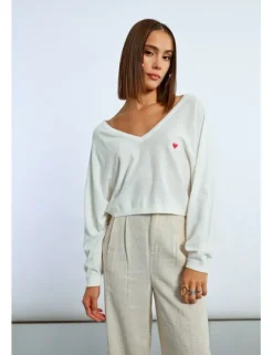 Jersey de manga larga con corazón bordado