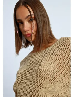 Jersey de manga larga con flores bordadas