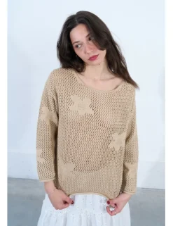 Jersey de manga larga con flores bordadas