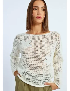 Jersey de manga larga con flores bordadas