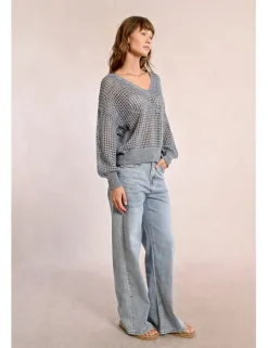Jersey de manga larga en tejido crochet