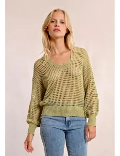Jersey de manga larga en tejido crochet