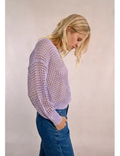 Jersey de manga larga en tejido crochet