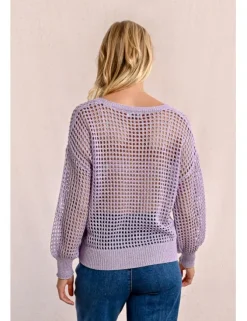 Jersey de manga larga en tejido crochet