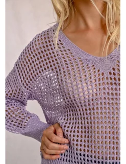 Jersey de manga larga en tejido crochet