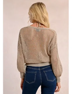 Jersey de manga larga en tejido crochet