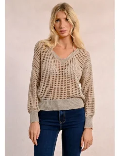 Jersey de manga larga en tejido crochet