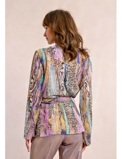 Kimono de manga larga con lazada y estampado