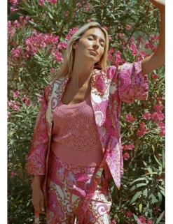 Kimono de manga larga con estampado