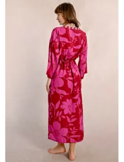 Kimono largo con estampado y lazada