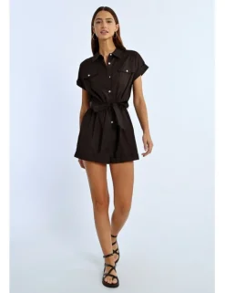 Mono de manga corta con bolsillos y lazada