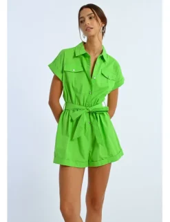 Mono de manga corta con bolsillos y lazada
